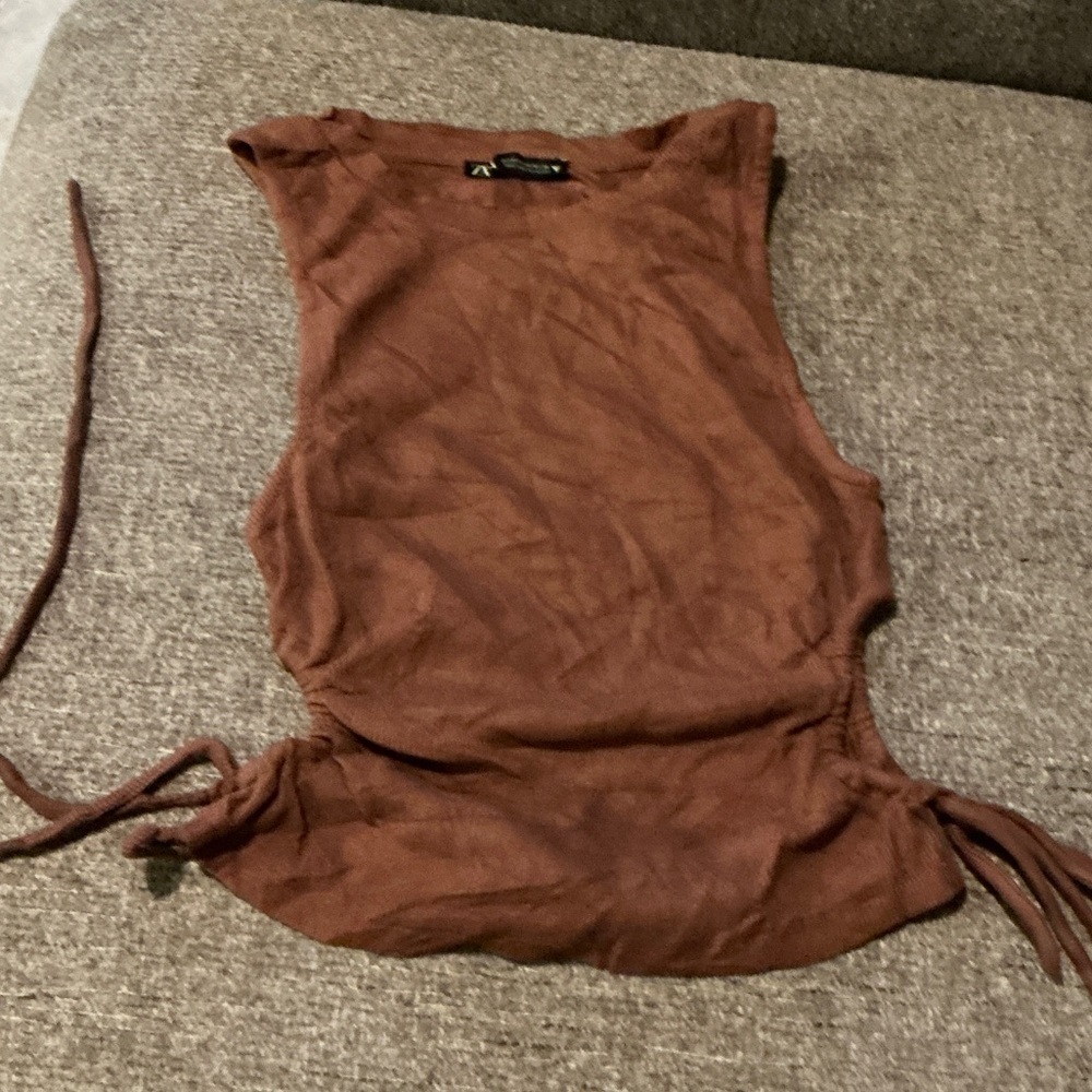 Zara Brown Tank Top with Side Ties